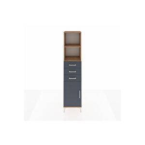 Hyperion Dolap 3 Raflı 3 Çekmeceli Tek Kapaklı 44x44x195 Çam-antrasit