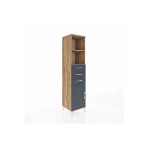Hyperion Dolap 3 Raflı 3 Çekmeceli Tek Kapaklı 44x44x195 Çam-antrasit