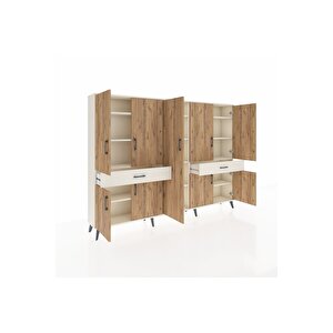 Arges Dolap 12 Raflı 2 Çekmeceli 8 Kapaklı 220x30x163 Aytaşı-çam/aytaşı