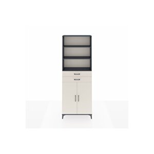 Arges Dolap 4 Raflı 2 Çekmeceli 2 Kapaklı 88x30x243 Antrasit-aytaşı