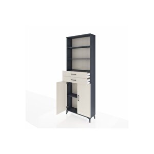 Arges Dolap 4 Raflı 2 Çekmeceli 2 Kapaklı 88x30x243 Antrasit-aytaşı