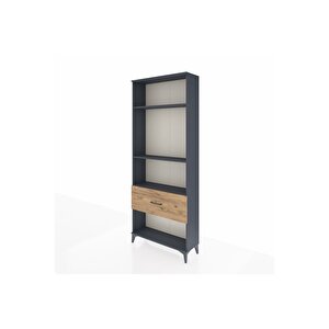 Arges Dolap 3 Raflı Tek Çekmeceli 88x30x221 Antrasit-çam