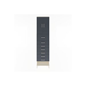 Arges Dolap 2 Raflı 7 Çekmeceli 2 Kapaklı 60x30x243 Aytaşı-antrasit