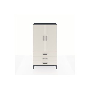 Arges Dolap 3 Raflı 3 Çekmeceli 2 Kapaklı 88x30x163 Antrasit-aytaşı