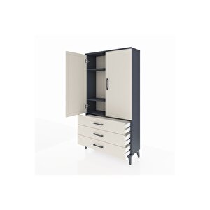 Arges Dolap 3 Raflı 3 Çekmeceli 2 Kapaklı 88x30x163 Antrasit-aytaşı