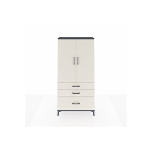 Arges Dolap 3 Raflı 3 Çekmeceli 2 Kapaklı 88x30x182 Antrasit-aytaşı