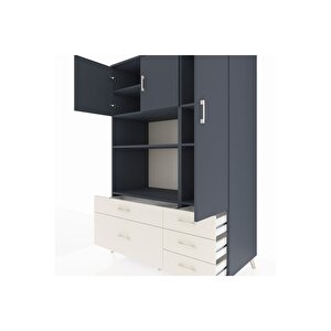 Kronos Dolap 7 Raflı 5 Çekmeceli 3 Kapaklı 132x59x195 Antrasit-antrasit/aytaşı