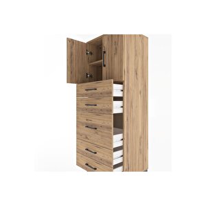 Hyperion Dolap 2 Raflı 5 Çekmeceli 2 Kapaklı 60x44x163 Çam-çam