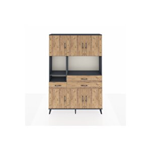 Arges Gardrop 9 Raflı 3 Çekmeceli 6 Kapaklı 132x30x195 Antrasit-çam