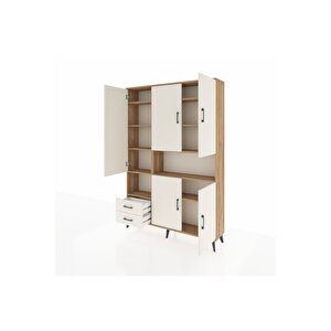 Arges Gardrop 10 Raflı 2 Çekmeceli 5 Kapaklı 132x30x195 Çam-aytaşı