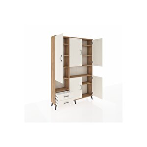 Arges Gardrop 10 Raflı 2 Çekmeceli 5 Kapaklı 132x30x195 Çam-aytaşı