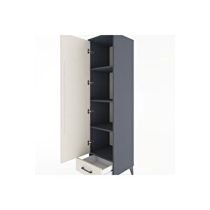 Hyperion Dolap 4 Raflı Tek Çekmeceli Tek Kapaklı 44x44x182 Antrasit-aytaşı