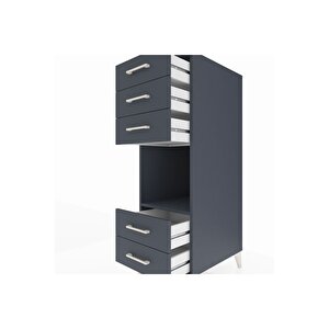 Kronos Dolap Tek Raflı 5 Çekmeceli 44x59x134 Antrasit-antrasit