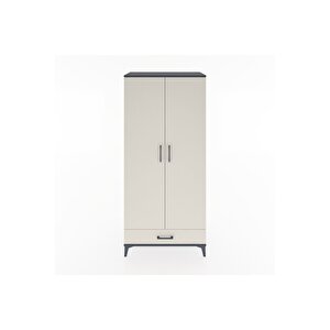 Hyperion Dolap 3 Raflı Tek Çekmeceli Tek Askılı 88x44x195 Antrasit-aytaşı