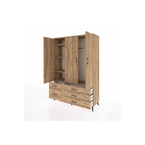 Hyperion Gardrop 5 Raflı 5 Çekmeceli Tek Askılı 132x44x195 Çam-çam