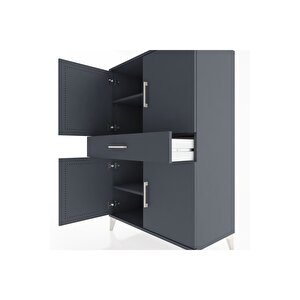 Hyperion Dolap 3 Raflı Tek Çekmeceli 4 Kapaklı 88x44x134 Antrasit-antrasit