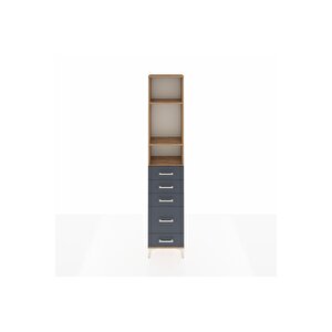 Arges Dolap 3 Raflı 5 Çekmeceli 44x30x221 Çam-antrasit