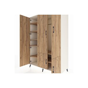 Kronos Dolap 7 Raflı 5 Kapaklı Tek Askılı 132x59x195 Aytaşı-çam/çam