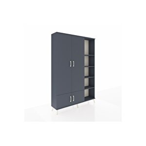 Arges Gardrop 6 Raflı 4 Kapaklı Tek Askılı 132x30x195 Antrasit-antrasit