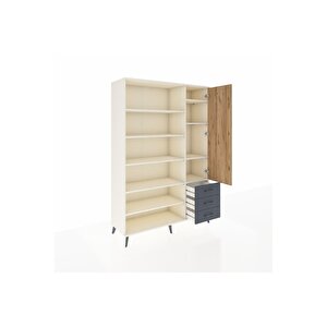 Hyperion Dolap 9 Raflı 3 Çekmeceli Tek Kapaklı  132x44x195 Aytaşı-çam/antrasit