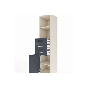 Hyperion Dolap 3 Raflı 3 Çekmeceli Tek Kapaklı 44x44x195 Aytaşı-antrasit