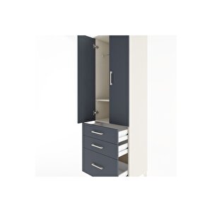 Hyperion Dolap 2 Raflı 3 Çekmeceli Tek Askılı 60x44x195 Aytaşı-antrasit