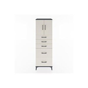 Hyperion Dolap Tek Raflı 5 Çekmeceli 2 Kapaklı 60x44x182 Antrasit-aytaşı