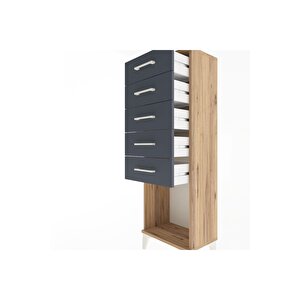Arges Dolap 5 Çekmeceli 44x30x134 Çam-antrasit