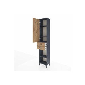 Arges Dolap 4 Raflı 2 Çekmeceli Tek Kapaklı 44x30x221 Antrasit-çam