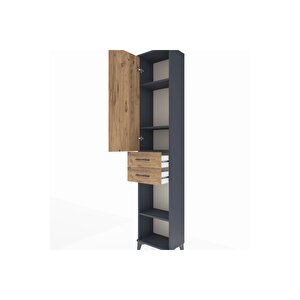 Arges Dolap 4 Raflı 2 Çekmeceli Tek Kapaklı 44x30x221 Antrasit-çam