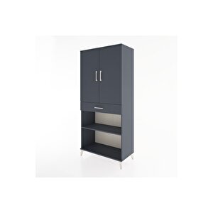 Hyperion Dolap 4 Raflı Tek Çekmeceli 2 Kapaklı 88x44x195 Antrasit-antrasit