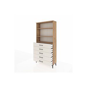 Arges Dolap 3 Raflı 5 Çekmeceli 88x30x182 Çam-aytaşı