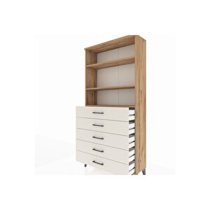 Arges Dolap 3 Raflı 5 Çekmeceli 88x30x182 Çam-aytaşı
