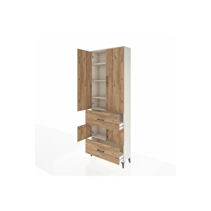 Arges Dolap 5 Raflı 2 Çekmeceli 4 Kapaklı 88x30x243 Aytaşı-çam