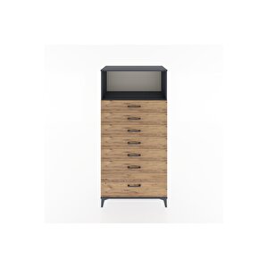 Hyperion Dolap Tek Raflı 7 Çekmeceli 88x44x182 Antrasit-çam