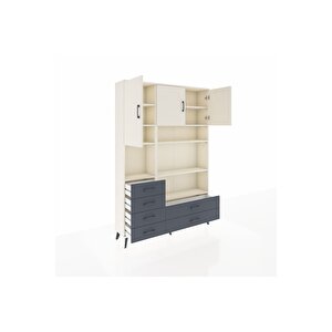 Arges Dolap 9 Raflı 6 Çekmeceli 3 Kapaklı 132x30x195 Aytaşı-aytaşı/antrasit