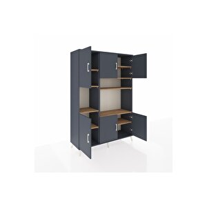 Hyperion Dolap 9 Raflı 6 Kapaklı 132x44x195 Antrasit-antrasit/çam