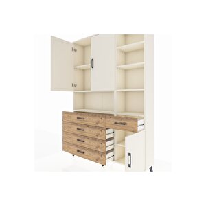 Arges Dolap 8 Raflı 5 Çekmeceli 3 Kapaklı 132x30x195 Aytaşı-aytaşı/çam