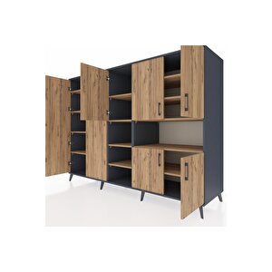 Kronos Dolap 13 Raflı 7 Kapaklı 220x59x163 Antrasit-çam