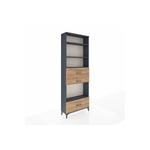 Arges Dolap 4 Raflı 3 Çekmeceli 88x30x243 Antrasit-çam