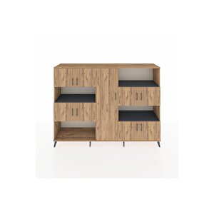 Hyperion Dolap 10 Raflı 9 Kapaklı 220x44x163 Çam-çam/antrasit