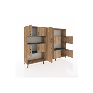 Hyperion Dolap 10 Raflı 9 Kapaklı 220x44x163 Çam-çam/antrasit