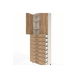 Arges Dolap 3 Raflı 8 Çekmeceli 2 Kapaklı 88x30x243 Aytaşı-çam