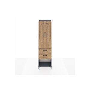 Arges Dolap 2 Raflı 2 Çekmeceli Tek Askılı 60x30x221 Antrasit-çam