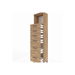 Arges Dolap Tek Raflı 6 Çekmeceli 44x30x182 Çam-çam