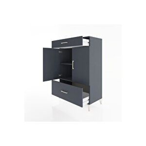 Hyperion Dolap 2 Raflı 2 Çekmeceli 2 Kapaklı 88x44x134 Antrasit-antrasit
