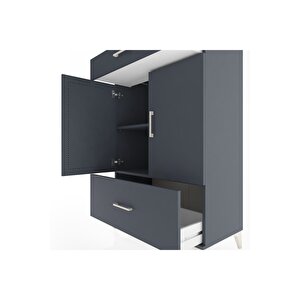 Hyperion Dolap 2 Raflı 2 Çekmeceli 2 Kapaklı 88x44x134 Antrasit-antrasit