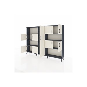 Arges Dolap 10 Raflı 9 Kapaklı 220x30x163 Antrasit-aytaşı/antrasit