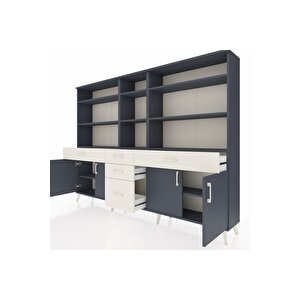 Arges Dolap 11 Raflı 5 Çekmeceli 4 Kapaklı 220x30x163 Antrasit-antrasit/aytaşı