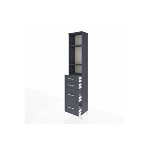 Arges Dolap 3 Raflı 4 Çekmeceli 44x30x221 Antrasit-antrasit